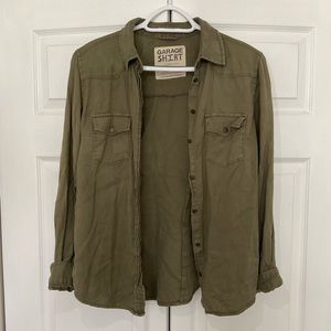 Khaki Button Down Blouse - size S